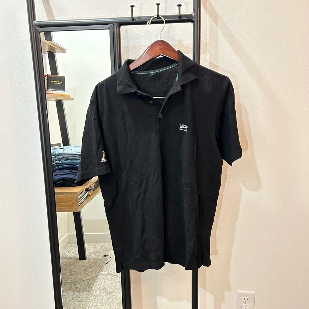 Large Vintage Black Hugo Boss Polo